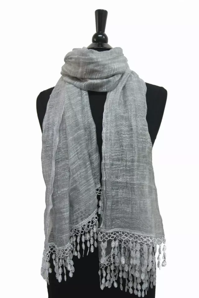 301 Solid Color Spring Scarf with Lace Tassel