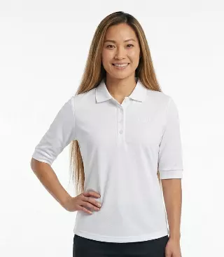Ladies 3/4 Sleeve Performance Polo White - 9306909