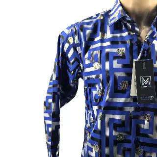 Megaannum - Men’s Slim Fit Printed Checkered Casual Shirt – Spread Collar