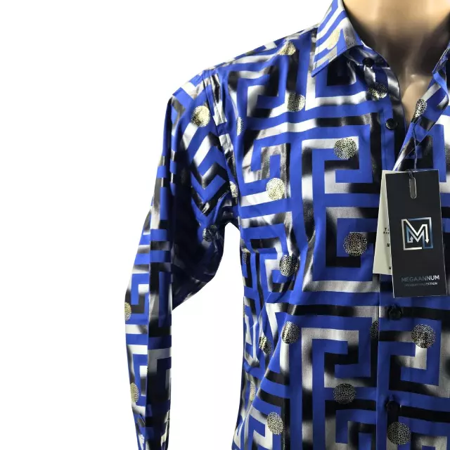 Megaannum - Men’s Slim Fit Printed Checkered Casual Shirt – Spread Collar