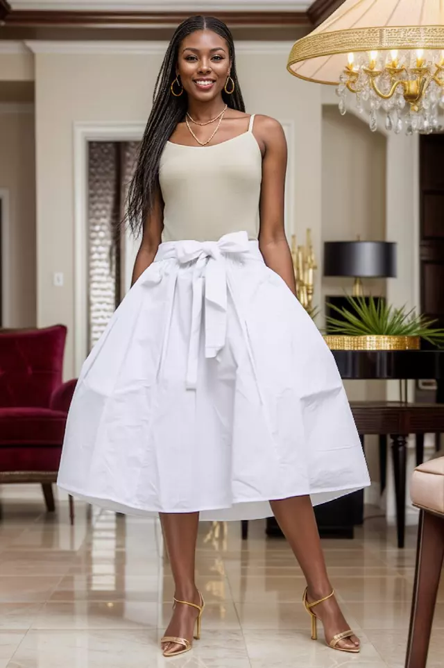 7012S - Mid Length Skirt 28" (3/pk_ Free Size) $12.50 Each — PLUS SIZE / WHITE