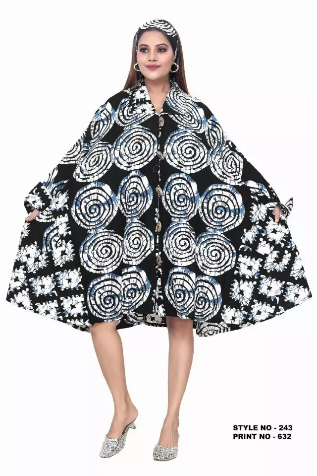 243 - NEW PRINT ALERT Big Button Authentic African Tunic Dress (3 PCS PRE-PACK) - $25.00 EACH — One Size (4 - 24) / Print-632