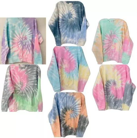 #7-EX-265 Adult Tie Dye Crewneck Sweatshirt (Pick Color) – $4.90 each (12 Pieces Per Color)