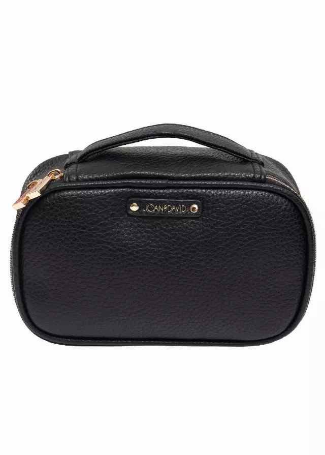Joan & David The Pebble Grain PU Cosmetic Case — 001-BLACK WITH GOLD