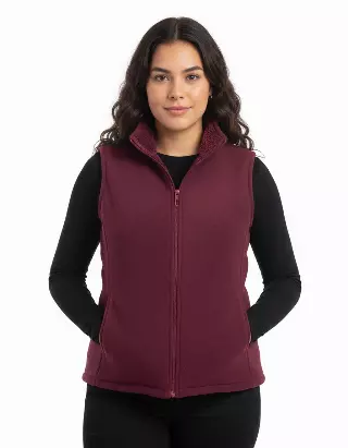 Fleece Vest With Sherpa Lining — Burgundy / S-M-L-XL-2XL