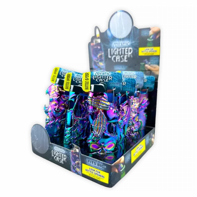 Metal Rainbow Mystic Lighter Case with Bottle Opener- 12 Pieces Per Retail Ready Display 24829