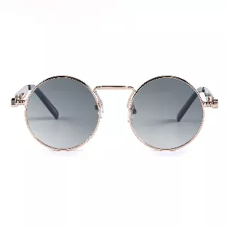Vintage Round Metal Sunglasses with Signature Coil Temple Detail J10913