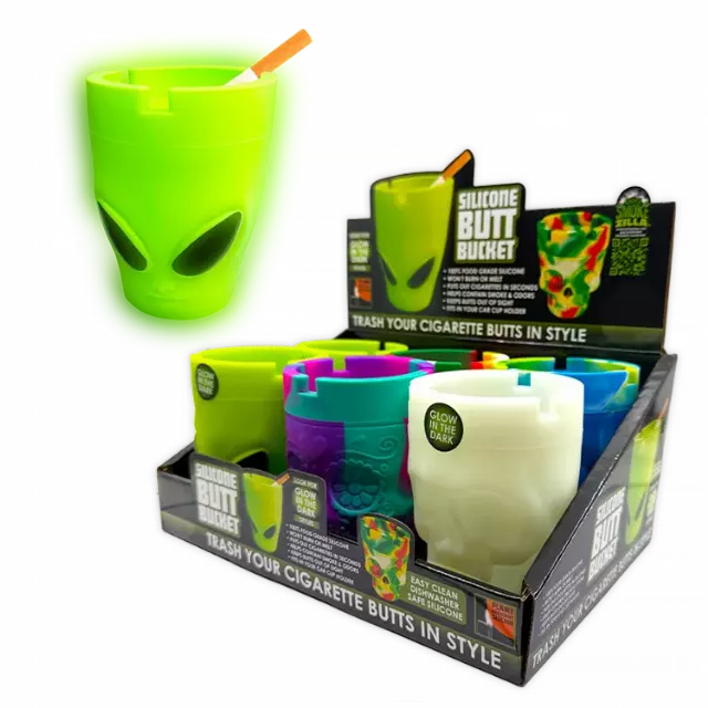 Silicone Glow in the Dark Butt Bucket Ashtray - 6 Pieces Per Retail Ready Display 26335