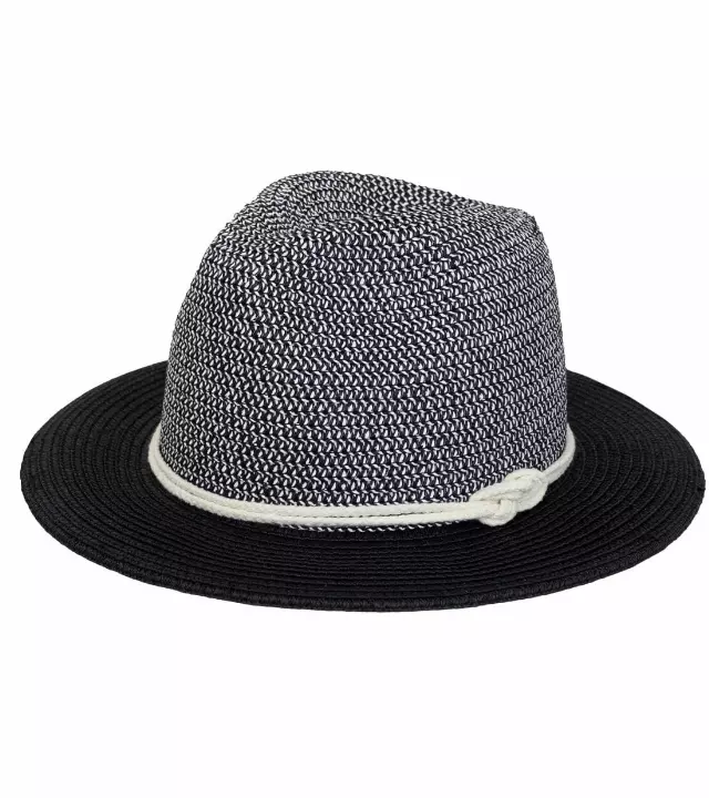 Magid Rope Two Tone Straw Panama Hat — BLACK