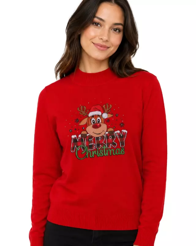 Crewneck Merry Sweater — Red / S/M-L/XL