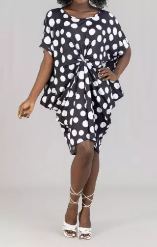 22077 Black White Polka Dots Tunic Dress - One Size (3-PCS PRE-PACK) ($18.00 Each)