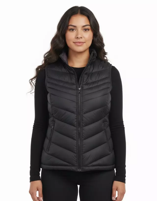 Reversible Quilted Vest — Black/Plum / S-M-L-XL