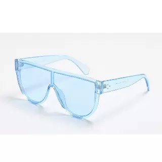 Translucent Flat Shield Sunglasses with Assorted Candy Colors and Studded Temples TD10542-1