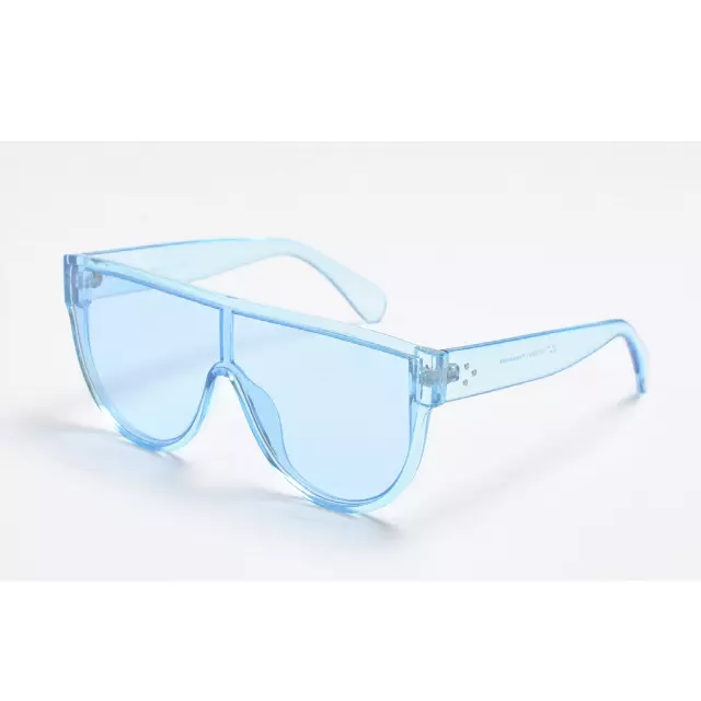 Translucent Flat Shield Sunglasses with Assorted Candy Colors and Studded Temples TD10542-1