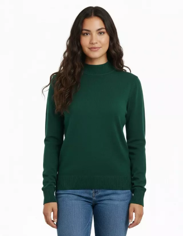 Mock Neck Sweater — Forest Green / S/M-L/XL