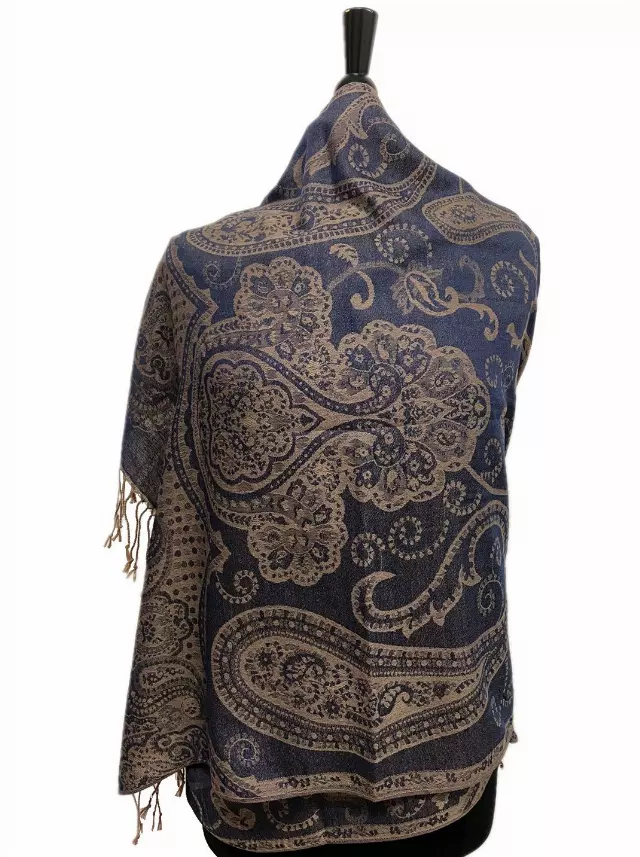 IN130 Paisley Pattern Pashmina — navy