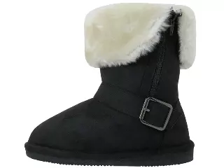 G6620 - Youth's Micro Suede Fold Over Boots with Faux Fur — Black (G6620-B) / 11-4 Assorted