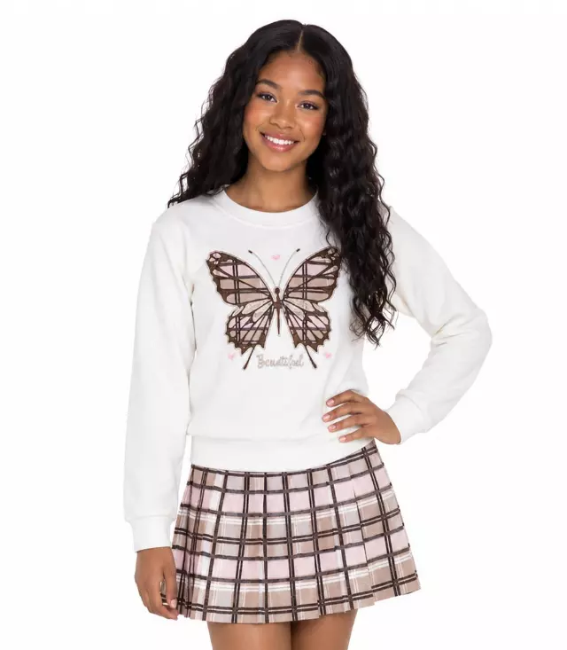 GIRLS PINK Butterfly Applique Fleece Top and Double Knit Skirt - 2470067