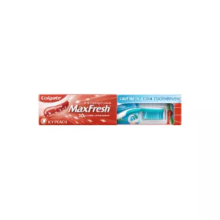 Colgate Max Fresh Icy Peach Toothpaste 7.9oz/225g + Free Toothbrush – Case Pack of 36