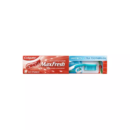 Colgate Max Fresh Icy Peach Toothpaste 7.9oz/225g + Free Toothbrush – Case Pack of 36