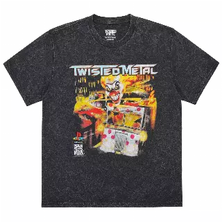 TWISTED METAL ARTWORK T-SHIRT BLACK MINERAL WASH