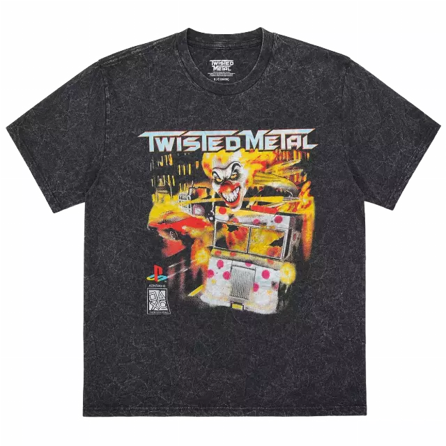 TWISTED METAL ARTWORK T-SHIRT BLACK MINERAL WASH