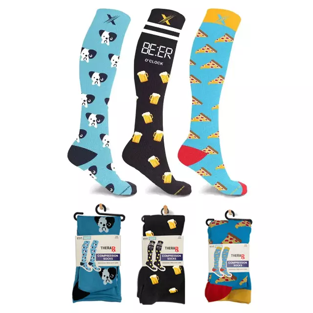 Unisex Fun And Expressive Compression Socks - 3 ASST STYLES — Small/Medium