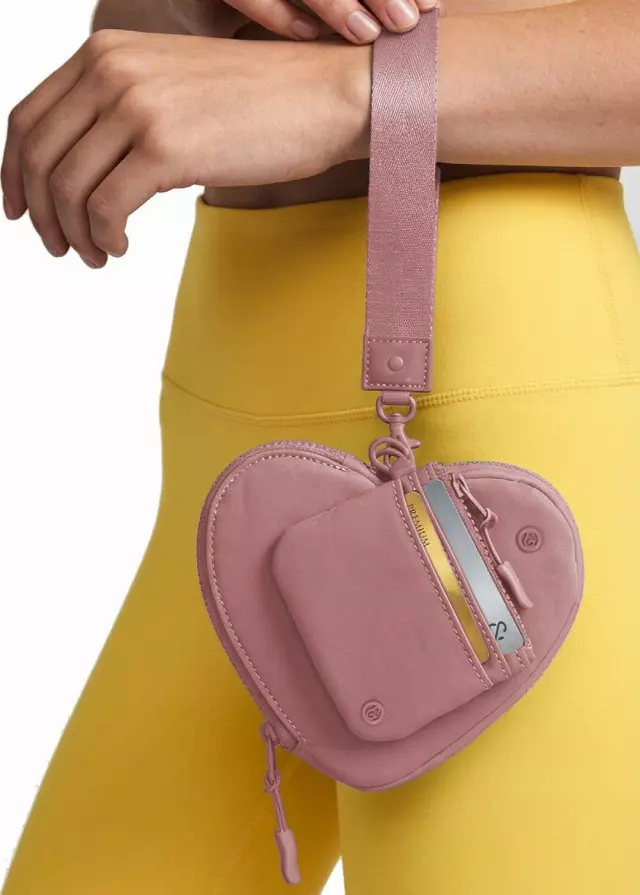 Joan & David The Hold-All Sport Nylon 3 Piece Set Heart Zip Pouch, Card Case & Lanyard Key Chain — 038-BLUSH