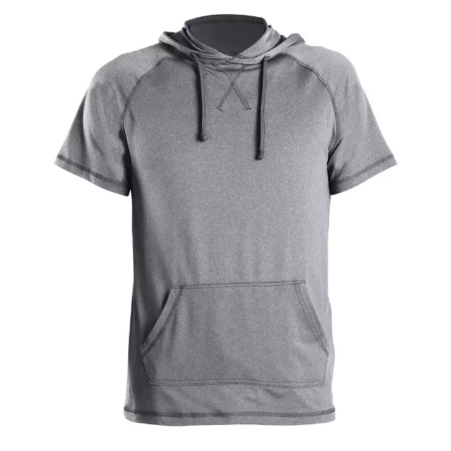 Men's Short Sleeve Pullover Hoodie Tee with Kangaroo Pockets- Style #MS017 - $11.50/ Unit MINIMUM 1224PCS - PLEASE SEE DESCRIPTION - S-2XL — Light Grey