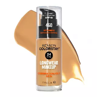 Revlon Liquid Foundation, ColorStay Face Makeup for Combination & Oily Skin, SPF 15, Medium-Full Coverage with Matte Finish, Macadamia (460), 1.0 oz