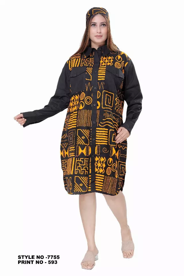 7755A Tunic Dress/Shirt in Mix Match Print (3 PCS PRE-PACK) - $18.00 EACH — One Size (4 - 24) / Print-593