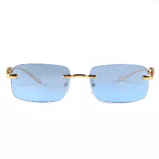 Sleek Rimless Glasses with Panther Temple Motif J10800
