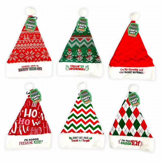 Christmas Santa Winter Hat with Merchandising Hang Strip - 6 Pieces Per Pack 26168