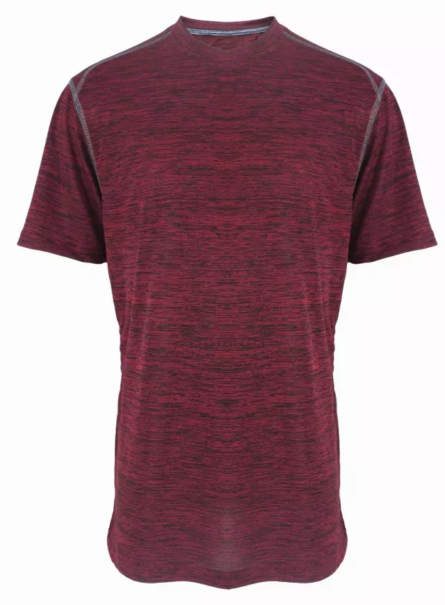 Men's performance crew neck t shirt breathable with marled jersey - Style #LHT10- $6.90/Unit MINIMUM 24 PCS Open Stock - PLEASE SEE DESCRIPTION - S-2XL — Burgundy