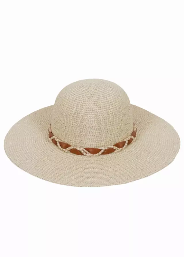 Max Studio Braided Straw Floppy Hat — NATURAL