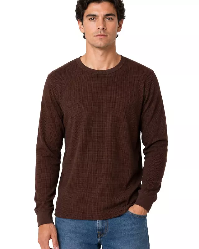 Men's Thermal Top Crew Neck #TH1 — Mocha / 2X-3X