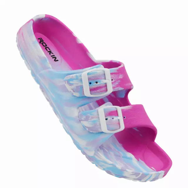 Unisex Marbled Huntington Buckle Slides