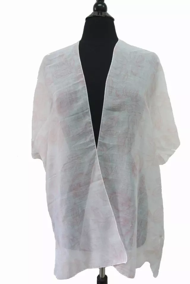 BF719 Floral Pattern Spring Kimono — Light Pink