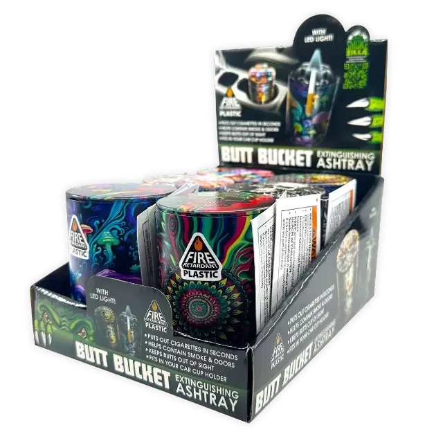 Full Print Butt Bucket Ashtray with LED Light - 6 Pieces Per Retail Ready Display 25480