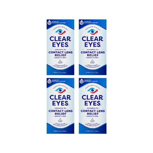 Clear Eyes Lens Relief – Soothing Drops, 0.50 oz (0.5 Fl Oz (Pack of 4)