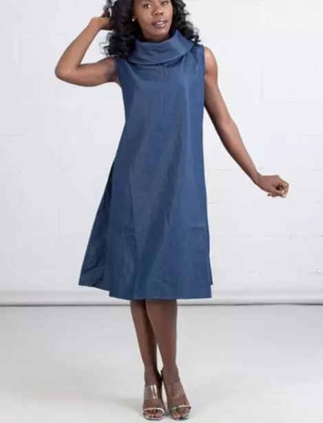 7217D- Cow Neck Denim Sleeveless Dress - $20.00 Each (3 pcs/pack)
