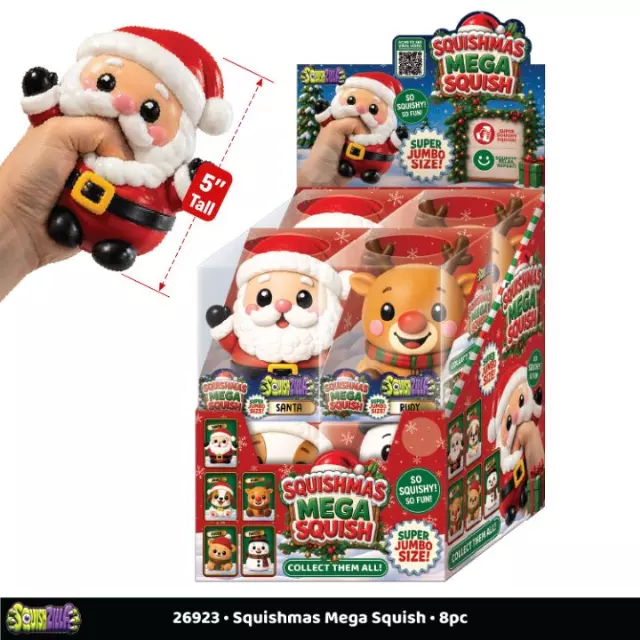 Fun Doh™ Squishmas Mega Squishy Toy Christmas Characters - 8 Pieces Per Retail Ready Display 26923