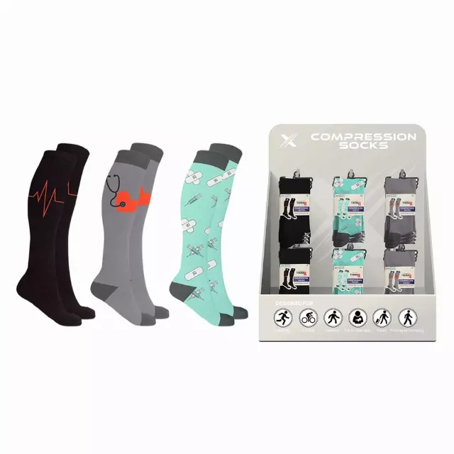 COMPRESSION SOCKS WITH FREE DISPLAY (24-PAIRS) · SKU XX-DISPLAY-COR