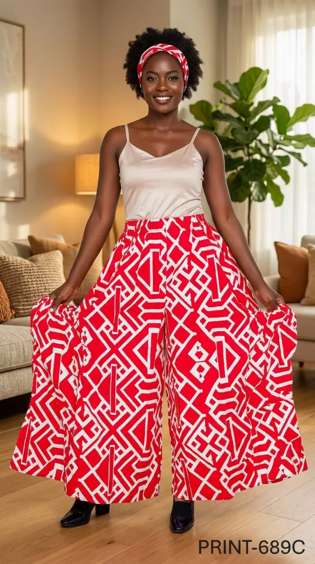 240 - NEW PRINT ALERT!! Ankara Palazzo Pants With Big Side Pockets (3 PCS PRE-PACK) - $20.00 Each — One Size (4 - 24) / Print-689A