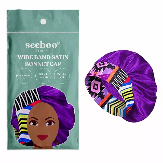 Women's Silky Satin Head Scarf Hair Wrap Cap Hat Headband — Purple