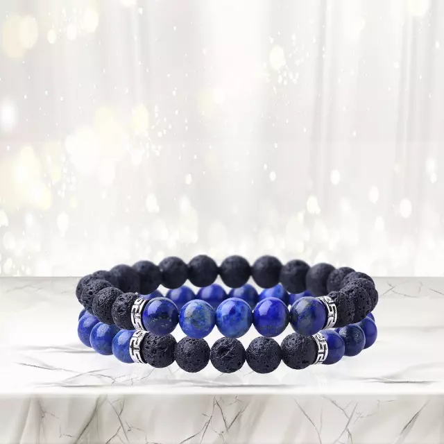 Lava Stone Aromatherapy Diffuser Bracelet (2-Pk) — Navy