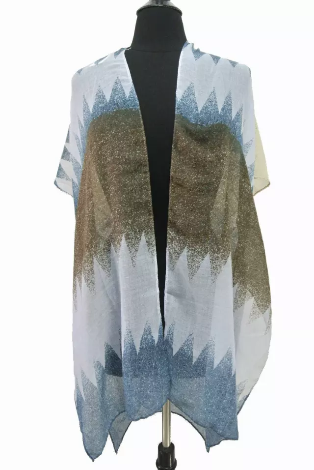 QC216 Pattern Spring Kimono — Teal