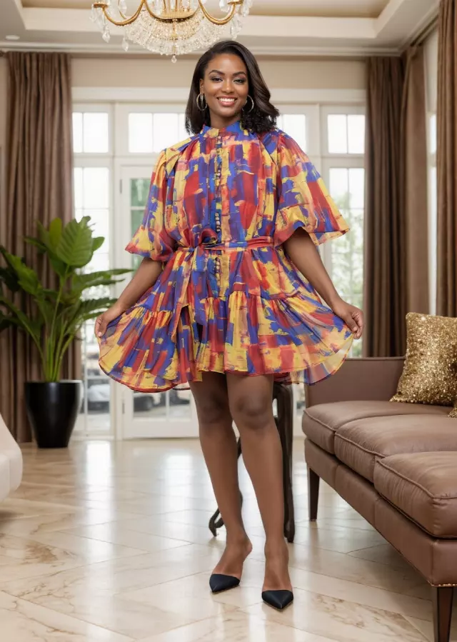 26055 - Women's Puff-Sleeves Evening Dress - $20.00 Each (3 pcs per pack)