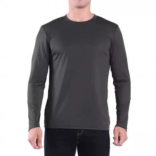 Men's Crew Neck Long Sleeve Shirt- Style #MS904- $5.90/Unit MINIMUM 24 PCS - PLEASE SEE DESCRIPTION - S-2XL — Dark Grey