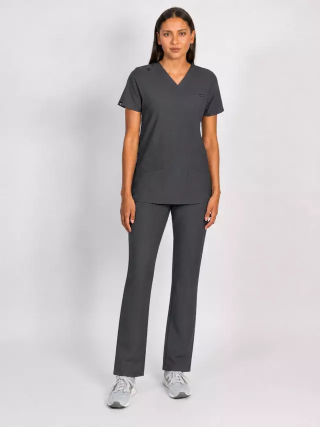 Liliana | Straight Leg Scrubs Set — Charcoal / XS
